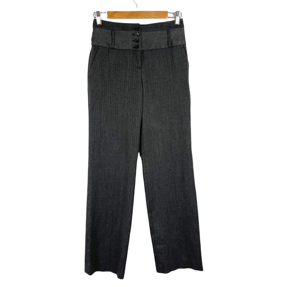 Anthropologie Cartonnier Herringbone Straight Leg High Waisted Trouser Pants 0